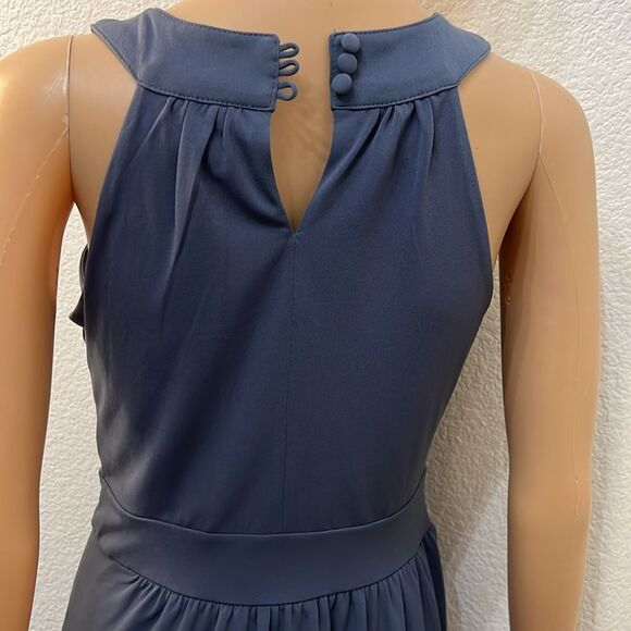 Banana Republic Dress Sz 4 Gray Cutout Scoop Neck Sleeveless Slimming Side Wrap - Picture 10 of 14